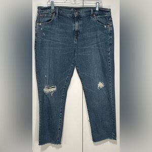 Gap Denim Women size 16/33 Distressed Girlfriend Style Indigo Blue Jeans